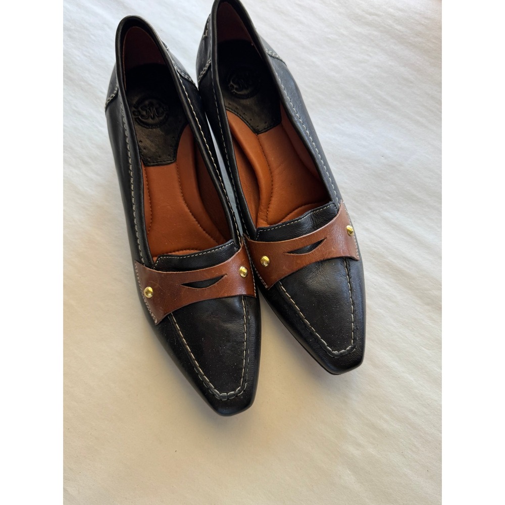 Johnston & Murphy Womens Black Brown Leather Penny Loafer Block Heel Pumps 8.5 M - Picture 9 of 11